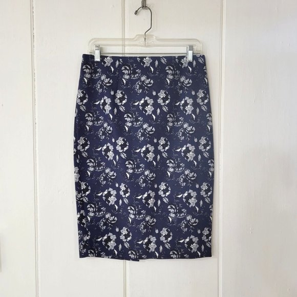 Carolina Bell Montreal Dresses & Skirts - Carolina Bell Montreal Navy Blue Floral Pencil Skirt